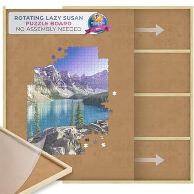 1000 Piece Wooden Jigsaw Puzzle Board - 4 Drawers, Patent Pending Design - Rotating Puzzle Table | 30” X 22” Jigsaw Puzzle Tables | Puzzles Cover & Lazy Susan| Portable Puzzles Tables for Adults - Image 1