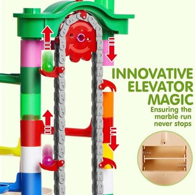 JOYIN 236Pcs Glowing Marble Run with Motorized Elevator- Construction Building Blocks Toys with 30 Glow in The Dark Plastic Marbles, STEM Toy for Boys and Girls Gift for Christmas - Image 2
