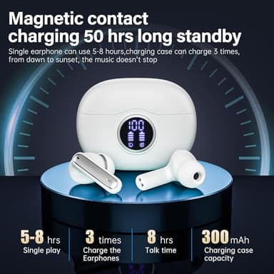 Sisism A10 Pro Wireless Earbuds, Bluetooth 5.3 Headphones HiFi Stereo 50H Playback LED Digital Display Ear Buds with ENC Noise Canceling Headset, IPX7 Waterproof Earphones for Gym/Running/Work - Image 3