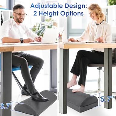 CushZone Foot Rest for Under Desk at Work Adjustable Foam for Office and Home, Office Desk Accessories，Comfortable Footrest with 2 Adjustable Heights，Back & Hip Pain Relief (Gray-16.9 in) - Image 3