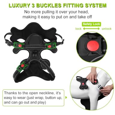 Gimilife Dog Harness, Adjustable Reflective Dog Vest No Pull Dog Harness with Badge and Bow Tie for Puppy Small Medium Large Dogs - Image 3