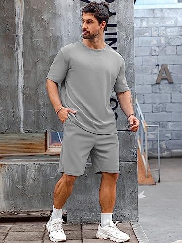 Babioboa Men's Casual set Tee TShirt Suit 2 pockets two piece outfit Homewear Summer oversize Tracksuit for men - Image 2
