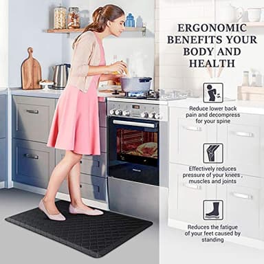 HappyTrends Floor Mat Cushioned Anti-Fatigue ,17.3"x28",Thick Waterproof Non-Slip Mats and Rugs Heavy Duty Ergonomic Comfort Rug for Kitchen,Floor,Office,Sink,Laundry,Black - Image 6