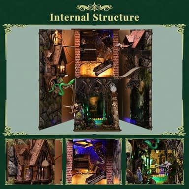 CCCDF Book Nook Kit, Booknook Kit with Dust Cover for Adult DIY Miniature House Kit 3D Wooden Puzzle Decorative Bookend Bookshelf Decor Gift for Women Teens (Alice Down The Rabbit Hole) - Image 4