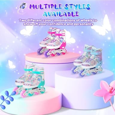 MammyGol Adjustable Inline Skates for Girls Boys Ages 4-12 with Light up Wheels & Butterfly Design – Vibrant Flashing Roller Skates, Perfect Beginner Skates for Kids Youth - Image 6