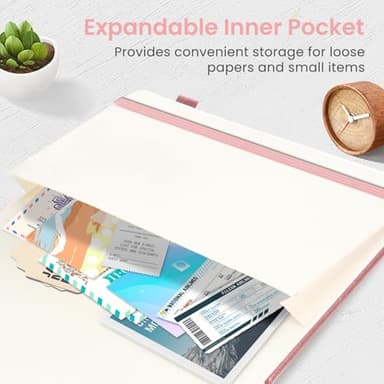 Bullet Dotted Journal Notebook for Women & Men, Hardcover Leather Journal for Writing, A5 Bullet Journaling Notebook for Work & Sketching, Perfect for Office School Home Supplies, 160 Pages, Pink - Image 5