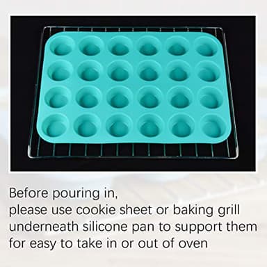 Mini Muffin Pan 24 Mini Cupcake Pans Silicone Molds Food Grade Silicone Muffin Pans for Baking Pack of 2 - Image 4