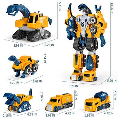 MIEBELY Toddler Robot Construction Vehicles Set – 5Pcs Transforming Robots for Kids - Magnetic Toys with Sturdy Connectors – Easy DIY Assembly Function – 5-in-1 Educational STEM Toys - Image 6