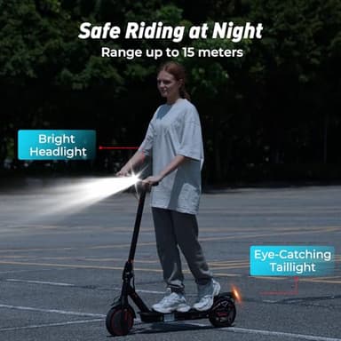 iScooter Electric Scooter 2024, 18Miles Travel Range, 19 Mph Top Speed, Foldable Scooter Electric with 8.5 Inch Solid Tire, Smart APP, Double Braking Systems for Teenage and Adults - Black - Image 5