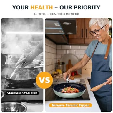 Nuwave 3-Piece Fry Pan Set, 8”, 10”, 12” Forged Lightweight, G10 Healthy Duralon Blue Ceramic Ultra Non-Stick, Induction-Ready & Works on All Cooktops, Ergonomic Stay-Cool Handles - Image 9