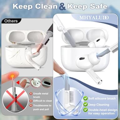 MHYALUDO for AirPods 4th Generation Case Cover, Compatible with Magsafe, Magnetic Automatic Lock, Charging Port Dust-Proof & Stand Design with Cleaning Kit for AirPods 4 Case 2024, Purple/White - Image 7