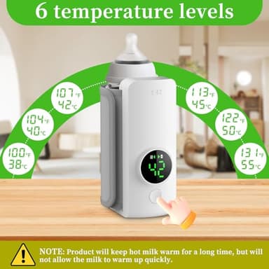 Portable Bottle Warmer for Travel, Fast Warming Comfortable Baby Feeding On The Go, Waterless Milk Warming with Battery-Powered for Home Outdoor - Image 3