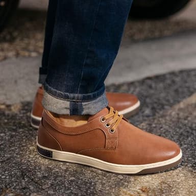 Jousen Men's Casual Shoes Memory Foam Mens Fashion Sneakers 3 Eyelets Business Dress Sneaker (A81Q06 Yellow Brown 11) - Image 4