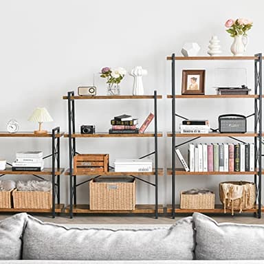 HCHQHS Bookshelf, 5-Tier Industrial Bookcase, Rustic Open Book Shelf, Freestanding Tall Bookshelves with Metal Frame - Image 6