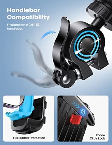 Lamicall Bike Phone Holder, Motorcycle Phone Mount - Motorcycle Handlebar Cell Phone Clamp, Scooter Phone Clip for iPhone 14 Plus/Pro Max, 13 Pro Max, S9, S10 and More 4.7" - 6.8" Smartphones, Blue - Image 5