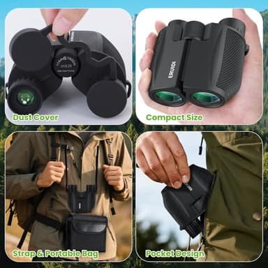 ERUIDI 10x25 Binoculars Compact for Adults - Small Binoculars for Bird Watching Cruise Ship with Portable Anti-Slip Design Lightweight for Travel Hiking - Image 4