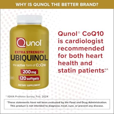 Qunol Ubiquinol CoQ10 200mg Softgels, Powerful Antioxidant for Heart and Vascular Health, Essential for Energy Production, Natural Supplement Active Form of CoQ10, 120ct Softgels - Image 6