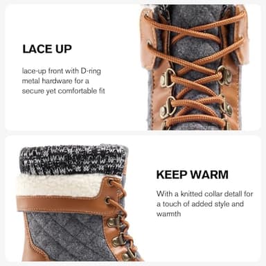 ALEADER Womens Snow Boots Duck Waterproof Boots Insulated Warm Brown Cold Weather Grey 8 M US Women - Image 4