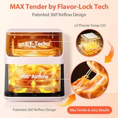 Beelicious 5.8QT Large Air Fryer, 12-in-1 Digital Airfryer with Clear Window, 40+ Recipes, Flavor-Lock Tech, Shake Reminder, Compact, Quiet, Dishwasher Safe, Nonstick (Cherry Pink) - Image 3