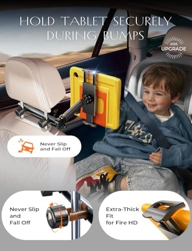 LISEN 3 in 1 for iPad Holder for Car Accessories for Women Road Trip Essentials for Travel Truck Backseat Car Organizer Car tv Headrest Tablet Holder iPad Car Mount for Kids Fire Tablet 4.7-11" - Image 8