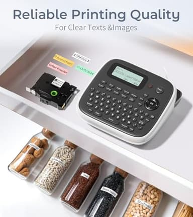Label Maker Machine with Tapes, Label Makers, Label Maker Waterproof-Labels, Labeler Machine with-Tape 12mm 0.47 Laminated White, D210s Inkless Portable Labeling Machine for Home School Office - Image 5