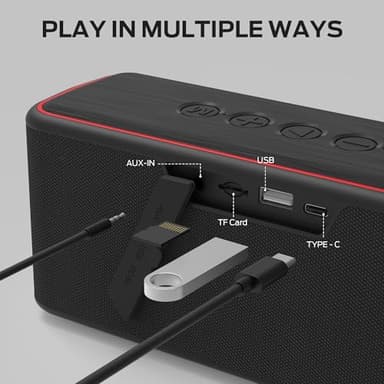 Monster Shock Plus Bluetooth Speaker, Portable Speaker with 30W Loud Stereo Sound, Bluetooth 5.4, TWS Pairing, 15H Playtime, Support AUX/TF Card, IPX6 Waterproof Wireless Speakers for Outdoor, Home - Image 4