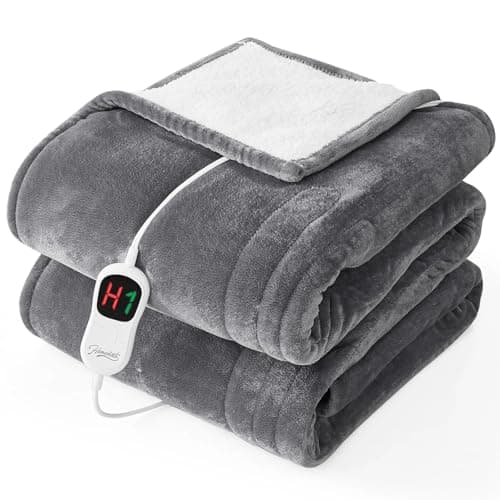 Homemate Electric Heated Blanket Twin - 62"x84" Heating Bed Blankets Throw with 10 Heating Levels 8 Hours Auto Off Fast Heating Over-Heated Protection Ultra Soft Warm Flannel ETL Certified Grey - Image 1