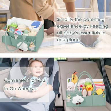 Skycase Large Diaper Caddy Organizer, Baby Organizers and Storage for Newborn Essentials Must Haves, Nursery Storage Basket for Baby Shower Gifts, Baby Registry Search for Boy or Girl - Green - Image 6