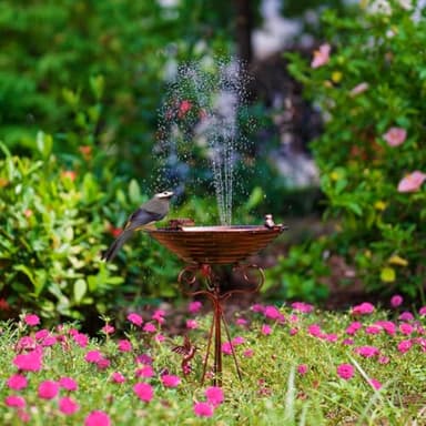 dreamysoul Bird Bath 13" Dia Bowl, Metal Birdbath with Feeder, Pedestal Bird Baths for Outside Outdoors Garden Patio Yard - Image 2