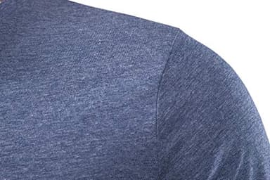 VANCOOG Men's Classic Comfort Soft Slim Fit Long Sleeve Henley T-Shirt Polo Shirts-Dark Army Green-M - Image 3