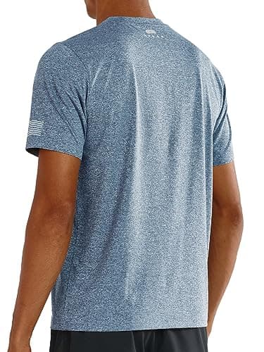 NORTHYARD Men's UPF 50+ Sun Protection Shirts Swim SPF UV Quick Dry Short Sleeve T-Shirts for Athletic Fishing Rash Guard Blue Heather XL - Image 2