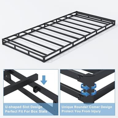 HOBINCHE Low Profile Box Spring Twin,3 Inch Box Spring for Twin Size Bed,Heavy Duty Bed Base,Metal Mattress Foundation,Easy Assembly/Noise Free/Non Slip - Image 4
