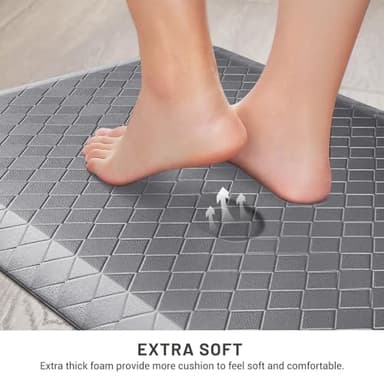 HappyTrends Anti-Fatigue Floor Mat - 4/5 Inch Thick, Waterproof Non-Slip, Heavy Duty Ergonomic Comfort Rug for Kitchen, Office, Sink, Laundry (22"x72", Gray) - Image 4