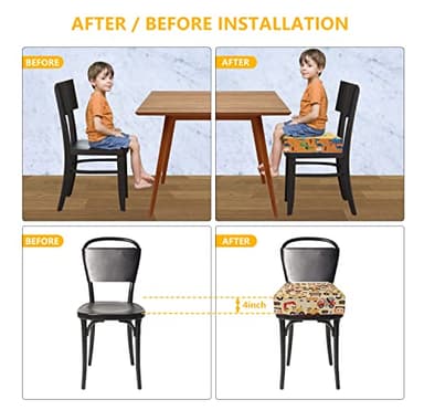 Toddler Booster Seat for Dining Table,4 Inches Washable Double Safer Straps Non-Slip Bottom Booster Seat Dining for Kids, Portable Travel High Density Sponge Detachable Increasing Cushion for Child - Image 5