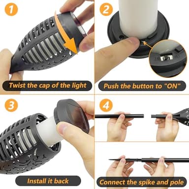 Uni PNR Solar Torch Lights for Garden Decor, 8 Pack 12 LED Solar Lights for Outside & 20.5'' Waterproof Solar Lights, Flame Torch Solar Lights Outdoor for Patio Path Yard Decorations - Image 3