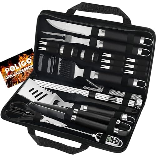 POLIGO 29 PCS BBQ Grill Accessories Stainless Steel BBQ Tools Grilling Tools Set with Storage Bag for Fathers Day Dads Birthday Presents - Camping Grill Utensils Set Ideal Grilling Gifts for Men Women - Image 1