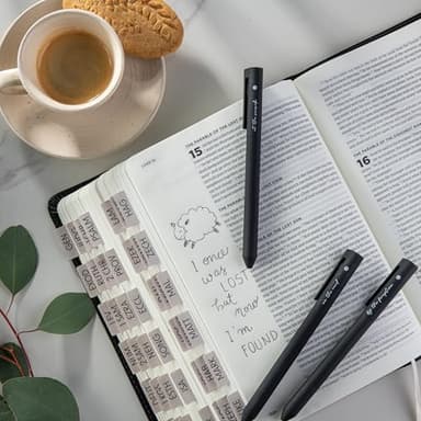 DIVERSEBEE Black Gel Ink Pens, 0.5 mm Gel Pens Fine Point, Bible Pens No Bleed Through with Cute Fine Tip, Bible Study Journaling Supplies, 5 Pack Gel Pen Set - Image 2