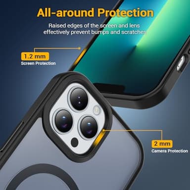 Temdan for iPhone 13 Pro Case [Compatible with MagSafe] [Military-Grade Drop Protection] [Anti-Fingerprint] [Anti-Scratch] Slim Silky-Soft Touch Translucent Matte Case 6.1 inch, Black - Image 4