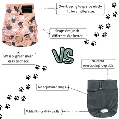 Grecle Dog Diapers Female(3 Pack) - No Leak Reusable Diapers for Doggy Female in Period - Highly Absorbent Dog Heat Panties with Adjustable Snaps Cute Dogs XL - Image 7