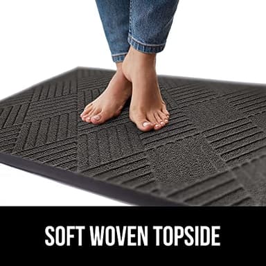 GORILLA GRIP 100% Waterproof All-Season WeatherMax Doormat US Designed Natural Rubber, Stain and Fade Resistant, Low Profile Indoor Outdoor Door Mats, Easy Clean Patio Mat, 17x29, Gray Diamond - Image 7