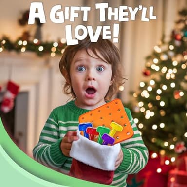 Skoolzy Peg Board Set - Montessori Toys for 2 Year Old - 33 Pc Plastic Peg Board for Kids - Occupational Therapy Toys with Pegs, Dice, Lacing String & Storage Bag - Image 2