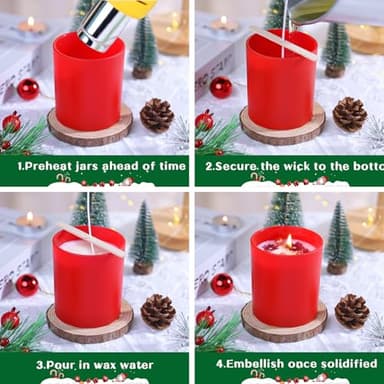 CONNOO 12 Pack 10 OZ Multi Color Glass Candle Jars with Bamboo Lids Nice Sticky Warning Labels for Candle Making Empty Container Bulk - Dishwasher Safe - Image 4