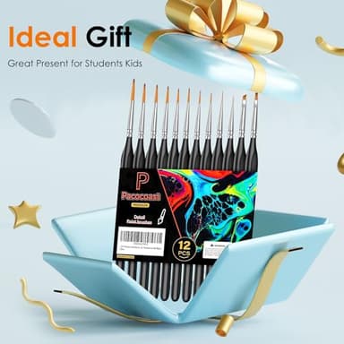 12PC Miniature Brushes, Pacocoast Detail Paint Brushes Set for Fine Detailing & Art Painting, Small Tiny Paint Brush Perfect for Acrylic, Paint by Number, Figurine, Craft, Models (Silver, Black) - Image 4