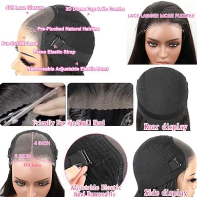 Qangelabeauty 4x6 Glueless Wigs - Human Hair 8 Inch Bob, Pre Plucked, Pre Cut, 180% Density, HD Transparent Frontal Lace Front Wigs for Women - Image 6