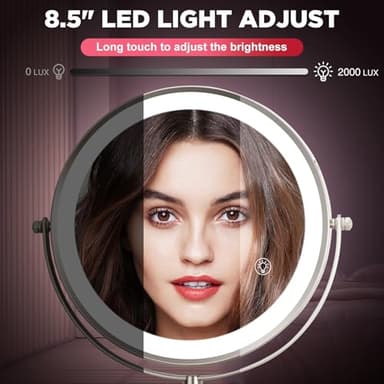 Wall Mounted Makeup Mirror, 1x/20x Magnifying Mirror with 8.5" Double Sided, Vanity Makeup Mirror for Bathroom, Brushed Nickel - Image 4