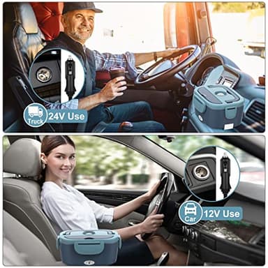 Electric Lunch Box Food Heater, 60-80W Heated Lunch Box for Adults, 12V 24V 110V Portable Food Warmer LunchBox for Car Truck Work with 304 Stainless Steel Container, Driver Trucker Gifts for Dad - Image 2