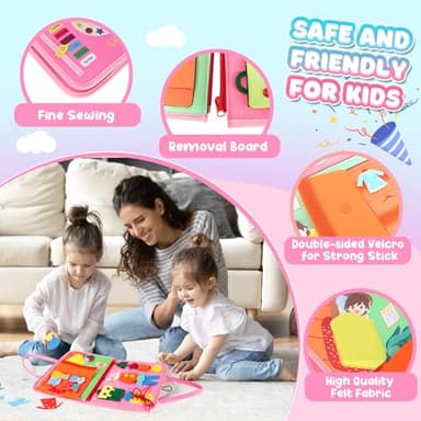 URMYWO Toddler Busy Board - Busy Book Montessori Toys for 1 2 3 4 Year Old - Preschool Learning Activities with Alphabet Number Animal, Educational Travel Toys Birthday Gifts for Kids - Image 5