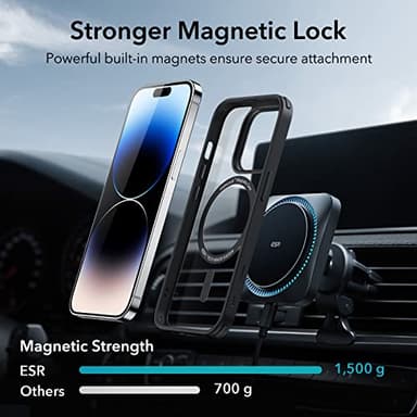 ESR Classic Hybrid Magnetic Case with HaloLock, Compatible with MagSafe Wireless Charging for iPhone 14 Pro Max Case, Shockproof Military Standard Protection, Scratch-Resistant Back, Clear Black - Image 5