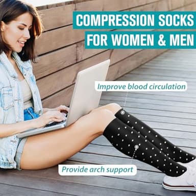 BLUEENJOY Copper Compression Socks for Women & Men (6 pairs) - Best Support for Nurses, Running, Hiking, Recovery - Image 3