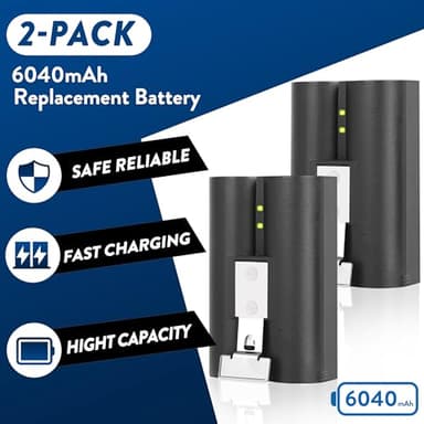Ring Battery 2 Pack with Charger Station, 6040mAh Rechargeable Replacement Battery V4 for Ring-Video Doorbell 2/3/3plus/4, Stick Up Cam and Spotlight Cam (2 Pack Battery with Black Dock) - Image 5
